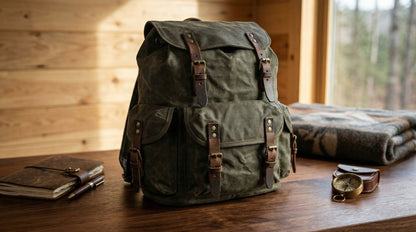 Waxed Canvas - Genuine leather backpack